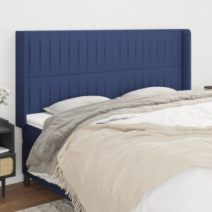 vidaXL Hoofdbord met randen 163x16x118/128 cm stof blauw