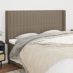 vidaXL Hoofdbord met randen 183x16x118/128 cm stof taupe
