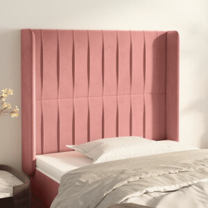 vidaXL Hoofdbord met randen 103x16x118/128 cm fluweel roze