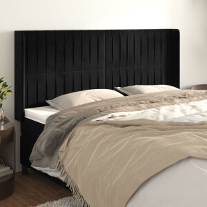 vidaXL Hoofdbord met randen 163x16x118/128 cm fluweel zwart