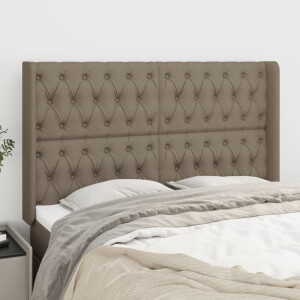 vidaXL Hoofdbord met randen 163x16x118/128 cm stof taupe