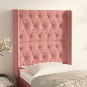 vidaXL Hoofdbord met randen 83x16x118/128 cm fluweel roze