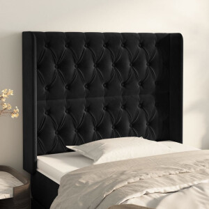 vidaXL Hoofdbord met randen 103x16x118/128 cm fluweel zwart