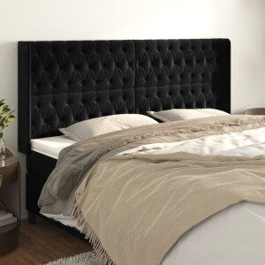 vidaXL Hoofdbord met randen 183x16x118/128 cm fluweel zwart