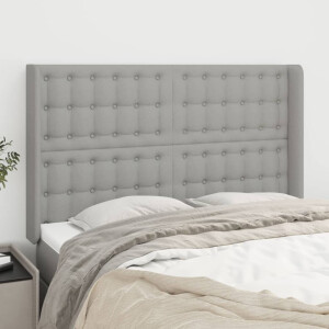 vidaXL Hoofdbord met randen 147x16x118/128 cm stof lichtgrijs