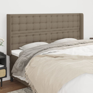 vidaXL Hoofdbord met randen 163x16x118/128 cm stof taupe