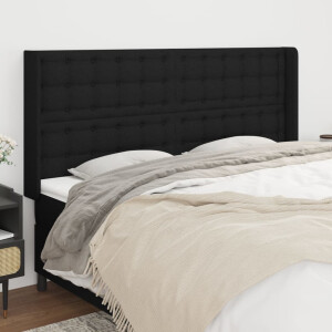 vidaXL Hoofdbord met randen 183x16x118/128 cm stof zwart
