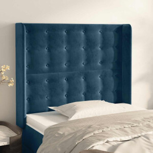 vidaXL Hoofdbord met randen 83x16x118/128 cm fluweel blauw