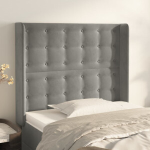 vidaXL Hoofdbord met randen 103x16x118/128 cm fluweel lichtgrijs