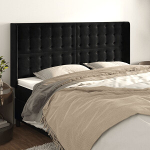 vidaXL Hoofdbord met randen 183x16x118/128 cm fluweel zwart