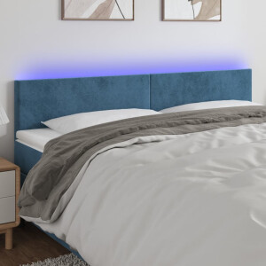 vidaXL Hoofdbord LED 160x5x78/88 cm fluweel donkerblauw