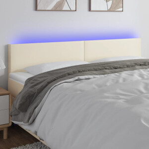 vidaXL Hoofdbord LED 160x5x78/88 cm kunstleer crèmekleurig