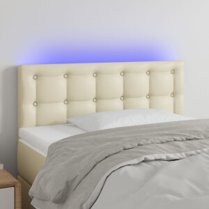 vidaXL Hoofdbord LED 90x5x78/88 cm kunstleer crèmekleurig