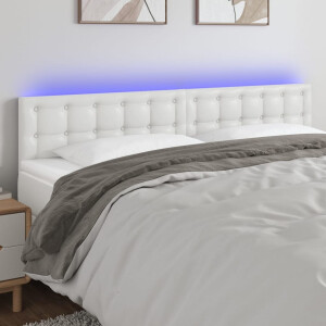 vidaXL Hoofdbord LED 180x5x78/88 cm kunstleer wit