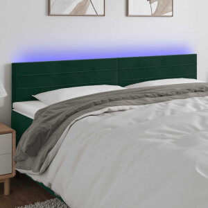 vidaXL Hoofdbord LED 160x5x78/88 cm fluweel donkergroen