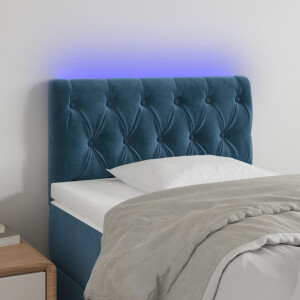 vidaXL Hoofdbord LED 80x7x78/88 cm fluweel donkerblauw