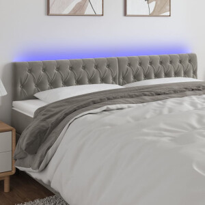 vidaXL Hoofdbord LED 200x7x78/88 cm fluweel lichtgrijs