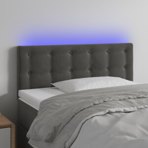 vidaXL Hoofdbord LED 90x5x78/88 cm fluweel donkergrijs