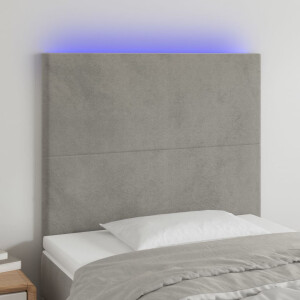 vidaXL Hoofdbord LED 90x5x118/128 cm fluweel lichtgrijs