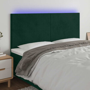 vidaXL Hoofdbord LED 160x5x118/128 cm fluweel donkergroen