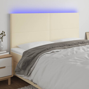vidaXL Hoofdbord LED 180x5x118/128 cm kunstleer crèmekleurig