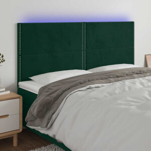 vidaXL Hoofdbord LED 180x5x118/128 cm fluweel donkergroen