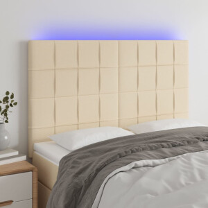vidaXL Hoofdbord LED 144x5x118/128 cm stof crèmekleurig