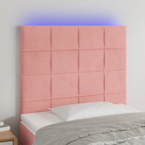 vidaXL Hoofdbord LED 90x5x118/128 cm fluweel roze