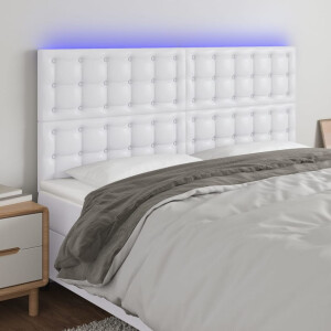 vidaXL Hoofdbord LED 200x5x118/128 cm kunstleer wit