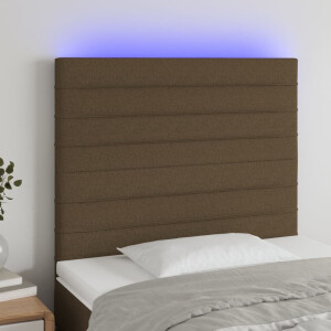 vidaXL Hoofdbord LED 90x5x118/128 cm stof donkerbruin
