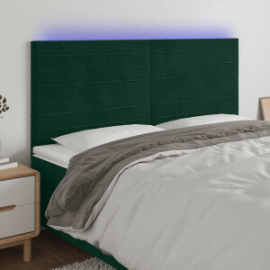 vidaXL Hoofdbord LED 160x5x118/128 cm fluweel donkergroen