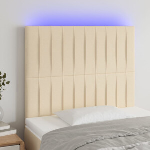 vidaXL Hoofdbord LED 100x5x118/128 cm stof crèmekleurig