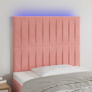 vidaXL Hoofdbord LED 80x5x118/128 cm fluweel roze