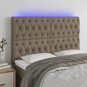 vidaXL Hoofdbord LED 144x7x118/128 cm stof taupe