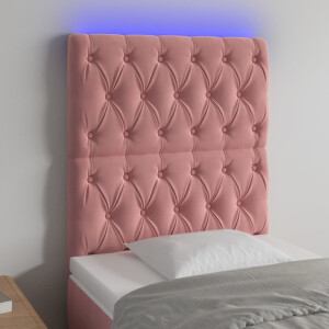 vidaXL Hoofdbord LED 80x7x118/128 cm fluweel roze