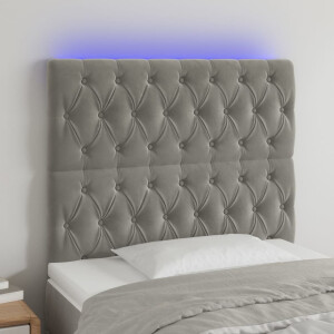 vidaXL Hoofdbord LED 100x7x118/128 cm fluweel lichtgrijs