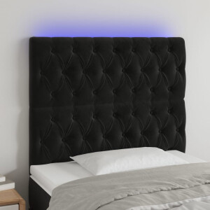 vidaXL Hoofdbord LED 100x7x118/128 cm fluweel zwart