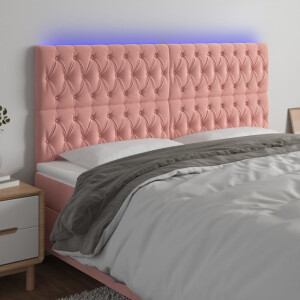 vidaXL Hoofdbord LED 200x7x118/128 cm fluweel roze