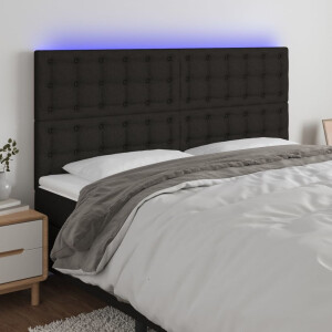 vidaXL Hoofdbord LED 160x5x118/128 cm stof zwart
