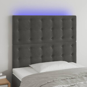 vidaXL Hoofdbord LED 80x5x118/128 cm fluweel donkergrijs