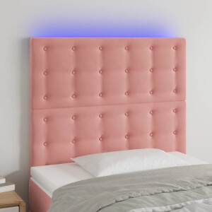 vidaXL Hoofdbord LED 80x5x118/128 cm fluweel roze