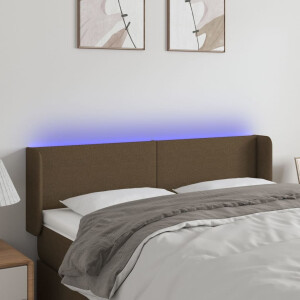 vidaXL Hoofdbord LED 147x16x78/88 cm stof donkerbruin