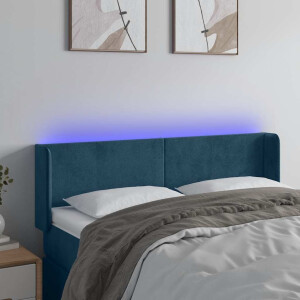 vidaXL Hoofdbord LED 147x16x78/88 cm fluweel donkerblauw