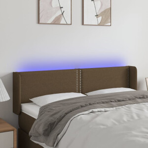 vidaXL Hoofdbord LED 147x16x78/88 cm stof donkerbruin