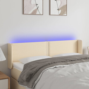 vidaXL Hoofdbord LED 147x16x78/88 cm stof crèmekleurig