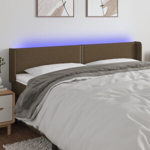 vidaXL Hoofdbord LED 183x16x78/88 cm stof donkerbruin