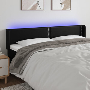 vidaXL Hoofdbord LED 163x16x78/88 cm kunstleer zwart