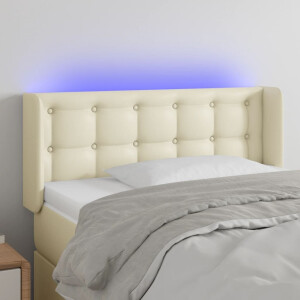 vidaXL Hoofdbord LED 103x16x78/88 cm kunstleer crèmekleurig