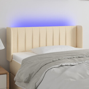 vidaXL Hoofdbord LED 83x16x78/88 cm stof crèmekleurig