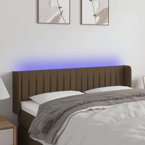 vidaXL Hoofdbord LED 147x16x78/88 cm stof donkerbruin